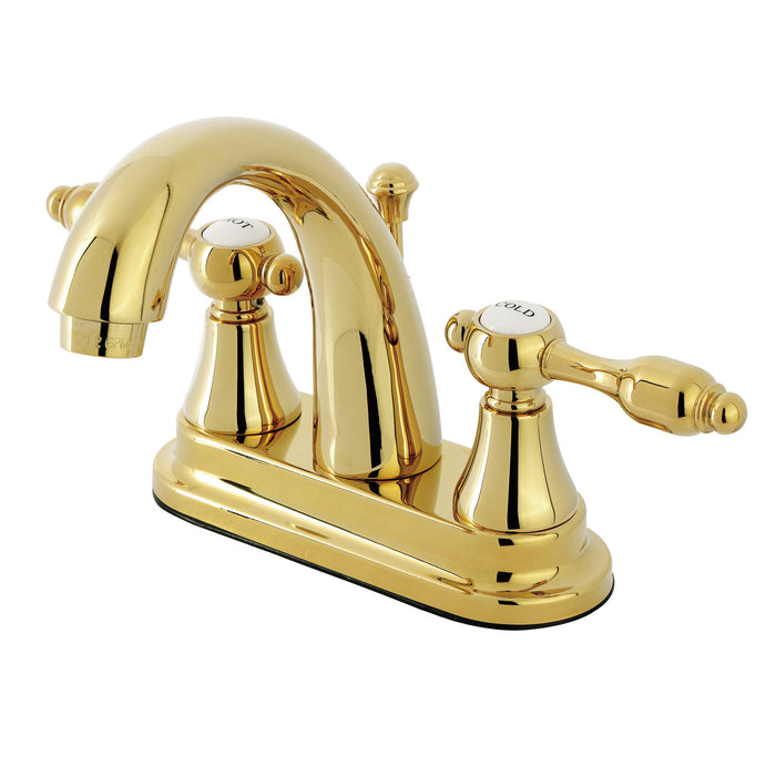 Tudor KS7612TAL Two-Handle 3-Hole Deck Mount 4" Centerset Bathroom Faucet with Brass Pop-Up, Polished Brass