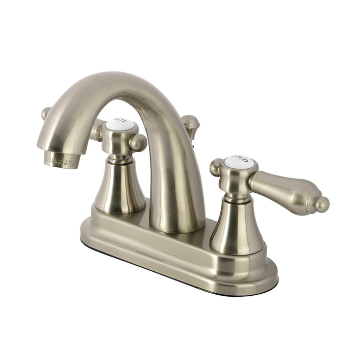 Kingston Heirloom KS7618BAL - Heirloom Double-Handle 3-Hole Deck Mount 4-Inch Centerset Bathroom Faucet with Brass Pop-Up, Brushed Nickel
