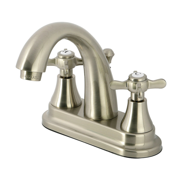 Kingston Tulare KS7618BEX - Essex Double-Handle 3-Hole Deck Mount 4-Inch Centerset Bathroom Faucet with Brass Pop-Up, Brushed Nickel