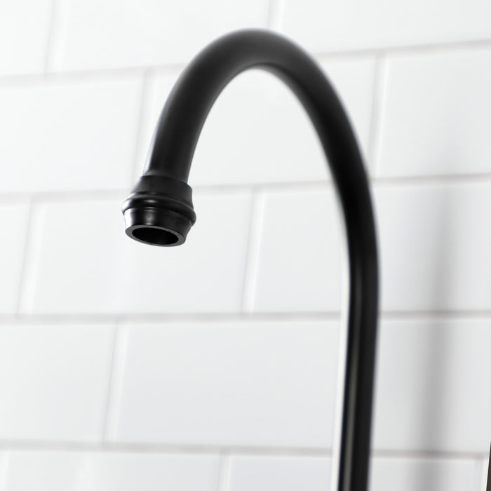 Kingston Heirloom KS7790BALBS - Heirloom Two-Handle 3-Hole Deck Mount Bridge Kitchen Faucet with Brass Sprayer, Matte Black