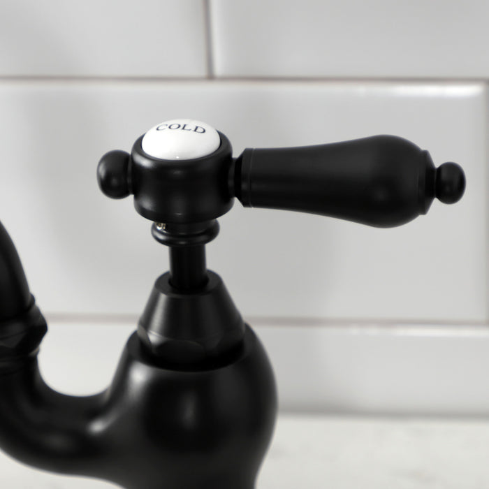 Kingston Heirloom KS7790BALBS - Heirloom Two-Handle 3-Hole Deck Mount Bridge Kitchen Faucet with Brass Sprayer, Matte Black