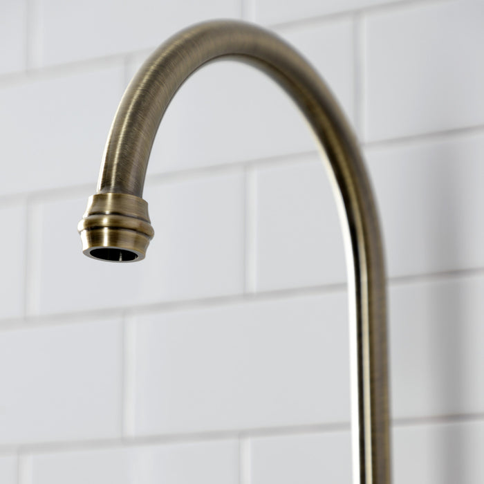 Kingston Heirloom KS7793TXBS - French Country Two-Handle 3-Hole Deck Mount Bridge Kitchen Faucet with Brass Sprayer, Antique Brass