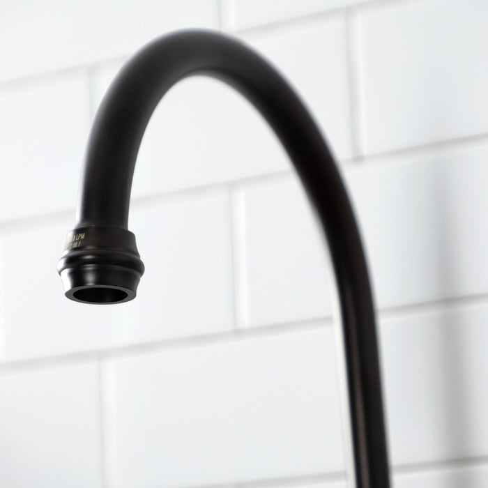 Kingston Heirloom KS7795TXBS - French Country Two-Handle 3-Hole Deck Mount Bridge Kitchen Faucet with Brass Sprayer, Oil Rubbed Bronze