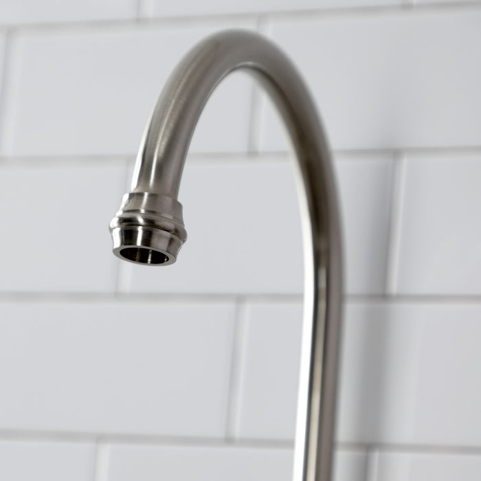 Kingston Heirloom KS7798PXBS - English Country Two-Handle 3-Hole Deck Mount Bridge Kitchen Faucet with Brass Sprayer, Brushed Nickel