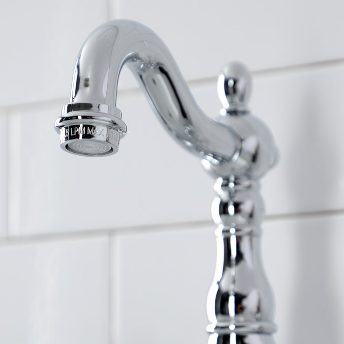 Kingston Heirloom KS7971AX - English Country Two-Handle 3-Hole Deck Mount Bridge Bathroom Faucet with Brass Pop-Up, Polished Chrome