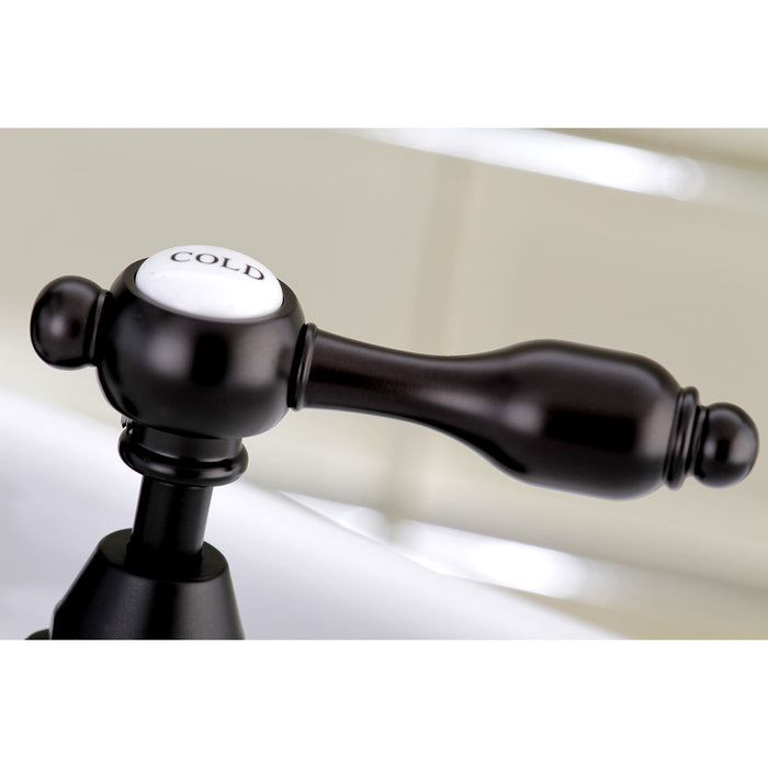 Tudor KS7975TAL Two-Handle 3-Hole Deck Mount Bridge Bathroom Faucet with Brass Pop-Up, Oil Rubbed Bronze