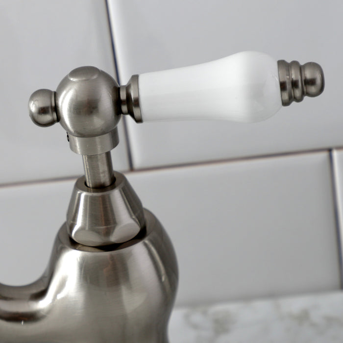Kingston Heirloom KS7978PL - English Country Two-Handle 3-Hole Deck Mount Bridge Bathroom Faucet with Brass Pop-Up, Brushed Nickel