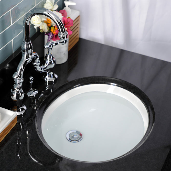 Kingston Heirloom KS7991AL - English Country Two-Handle 3-Hole Deck Mount Bridge Bathroom Faucet with Brass Pop-Up, Polished Chrome