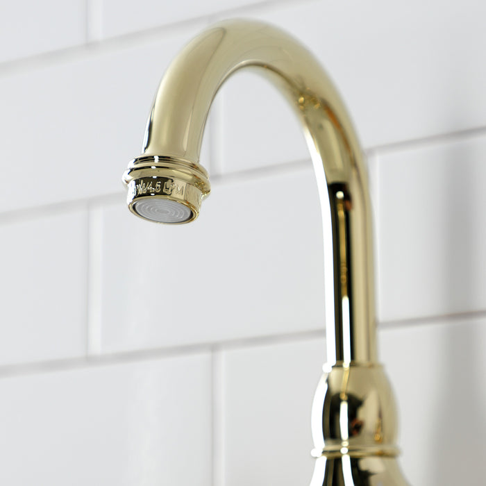 Kingston Heirloom KS7992PX - English Country Two-Handle 3-Hole Deck Mount Bridge Bathroom Faucet with Brass Pop-Up, Polished Brass