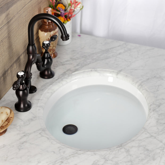 Kingston Heirloom KS7995TAL - Tudor Two-Handle 3-Hole Deck Mount Bridge Bathroom Faucet with Brass Pop-Up, Oil Rubbed Bronze