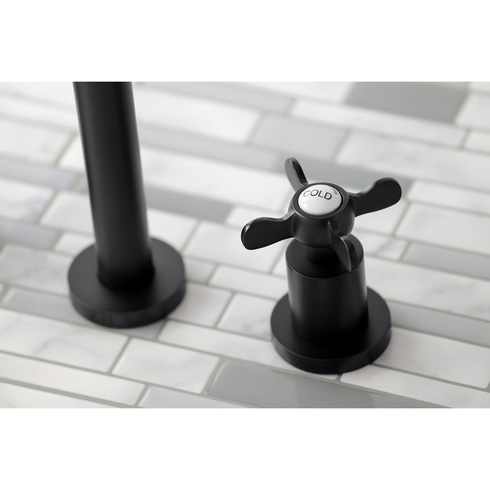 Kingston Tulare KS8020BEX - Essex Two-Handle 3-Hole Wall Mount Tub Faucet, Matte Black
