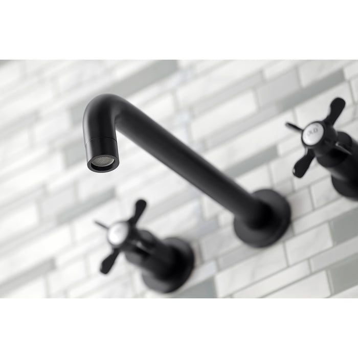 Kingston Tulare KS8020BEX - Essex Two-Handle 3-Hole Wall Mount Tub Faucet, Matte Black