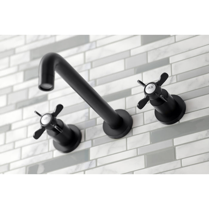 Kingston Tulare KS8020BEX - Essex Two-Handle 3-Hole Wall Mount Tub Faucet, Matte Black