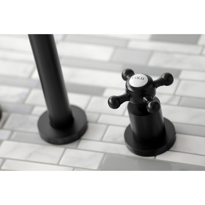 Kingston Tulare KS8020BX - Metropolitan Two-Handle 3-Hole Wall Mount Tub Faucet, Matte Black