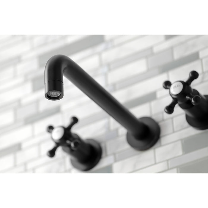 Kingston Tulare KS8020BX - Metropolitan Two-Handle 3-Hole Wall Mount Tub Faucet, Matte Black