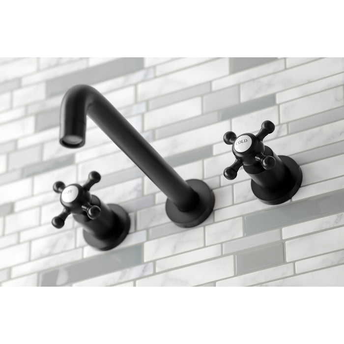 Kingston Tulare KS8020BX - Metropolitan Two-Handle 3-Hole Wall Mount Tub Faucet, Matte Black