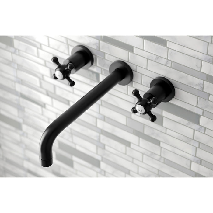Kingston Tulare KS8020BX - Metropolitan Two-Handle 3-Hole Wall Mount Tub Faucet, Matte Black