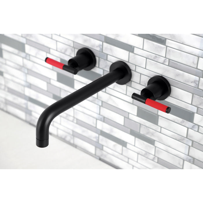 Kingston Sona KS8020CKL - Kaiser Two-Handle 3-Hole Wall Mount Tub Faucet, Matte Black