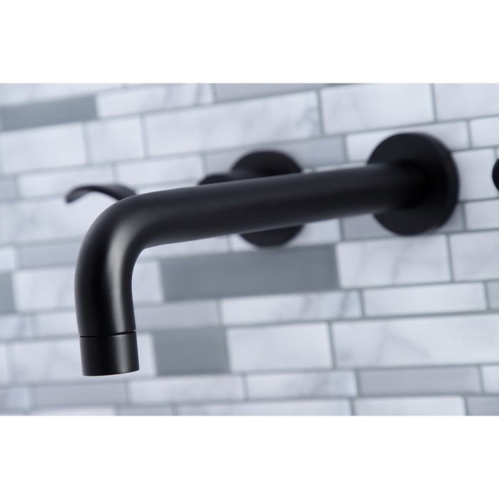 Kingston Tulare KS8020DFL - NuWave Two-Handle 3-Hole Wall Mount Roman Tub Faucet, Matte Black