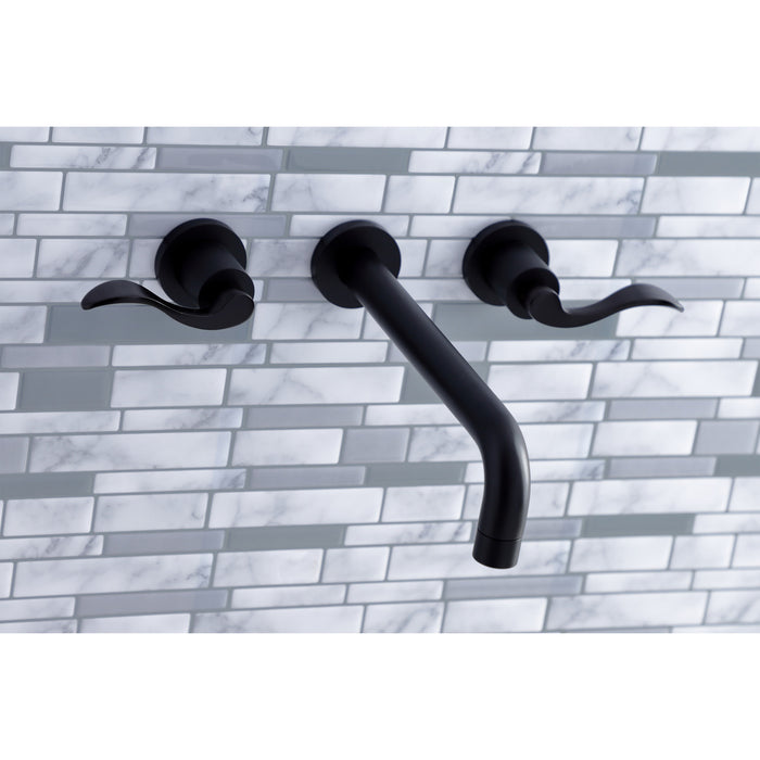 Kingston Tulare KS8020DFL - NuWave Two-Handle 3-Hole Wall Mount Roman Tub Faucet, Matte Black