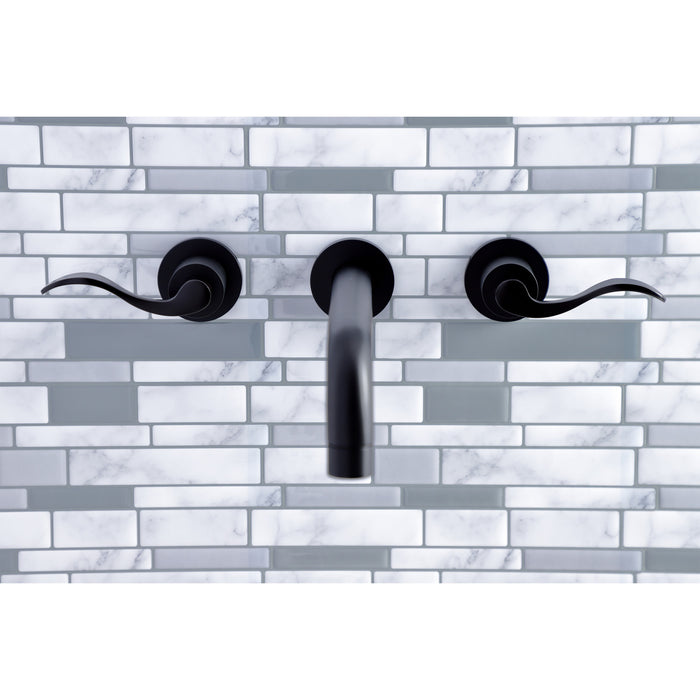 Kingston Tulare KS8020DFL - NuWave Two-Handle 3-Hole Wall Mount Roman Tub Faucet, Matte Black