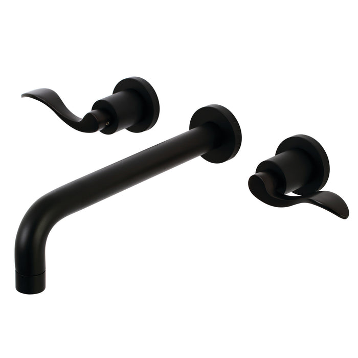 Kingston Tulare KS8020DFL - NuWave Two-Handle 3-Hole Wall Mount Roman Tub Faucet, Matte Black