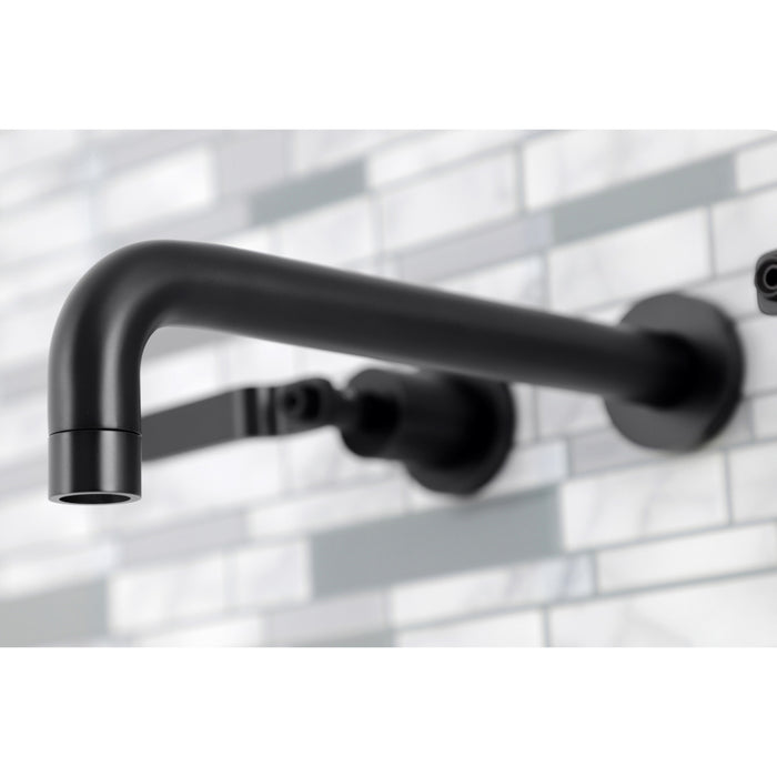 Kingston Sona KS8020KL - Whitaker Two-Handle 3-Hole Wall Mount Tub Faucet, Matte Black