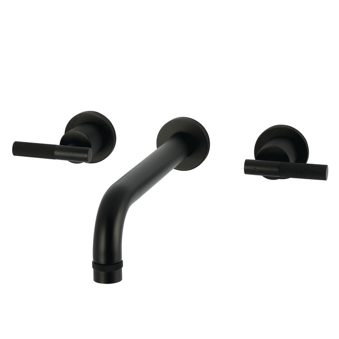 Kingston Sona KS8020KNL - Convergent Two-Handle 3-Hole Wall Mount Roman Tub Faucet with Knurled Handle, Matte Black