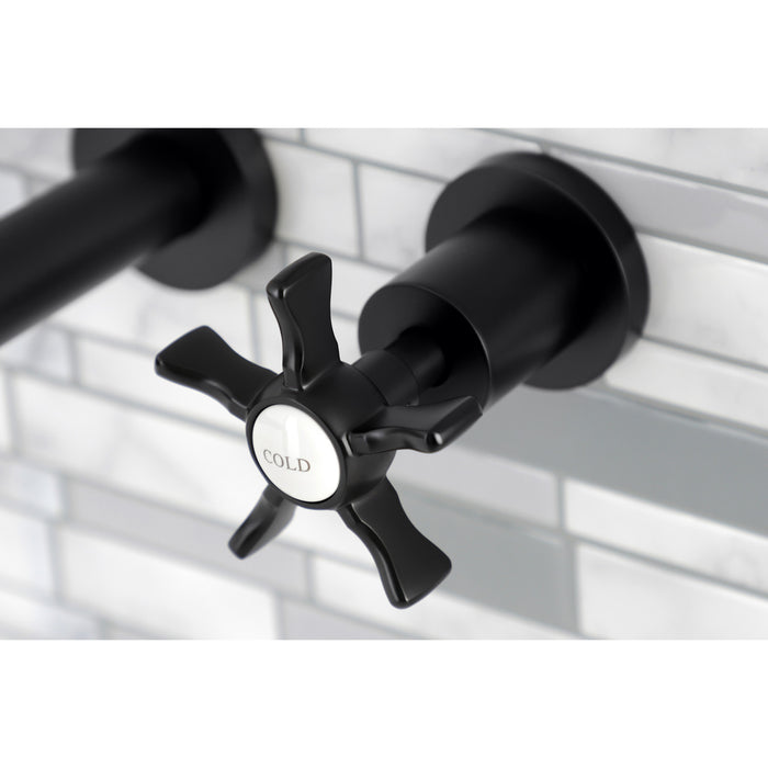 Kingston Sona KS8020NX - Hamilton Two-Handle 3-Hole Wall Mount Tub Faucet, Matte Black