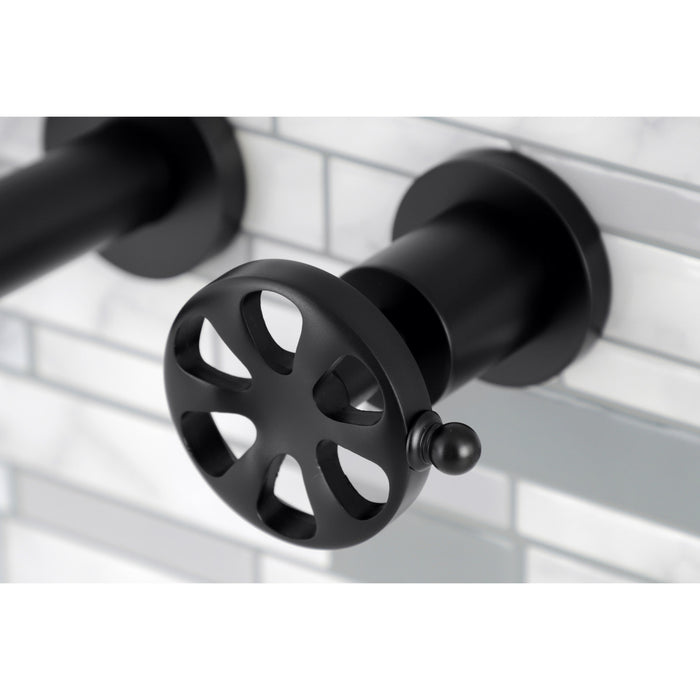 Kingston Sona KS8020RX - Belknap Two-Handle 3-Hole Wall Mount Tub Faucet, Matte Black