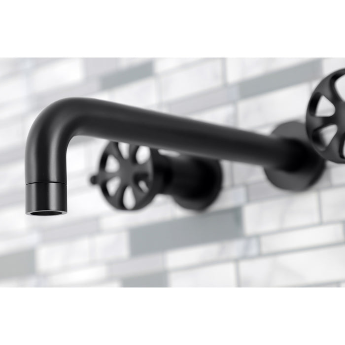 Kingston Sona KS8020RX - Belknap Two-Handle 3-Hole Wall Mount Tub Faucet, Matte Black