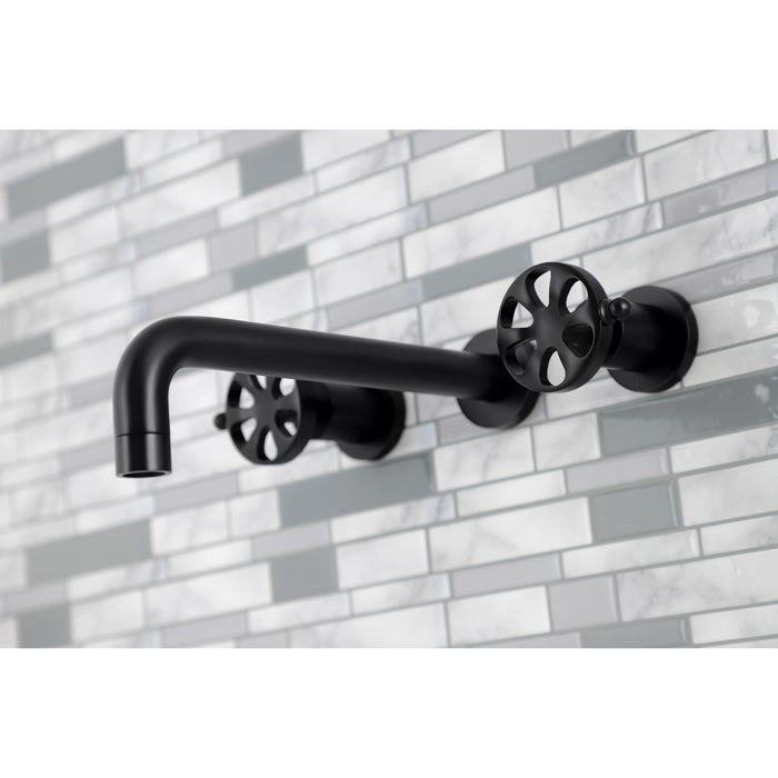 Kingston Sona KS8020RX - Belknap Two-Handle 3-Hole Wall Mount Tub Faucet, Matte Black