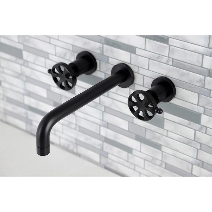 Kingston Sona KS8020RX - Belknap Two-Handle 3-Hole Wall Mount Tub Faucet, Matte Black