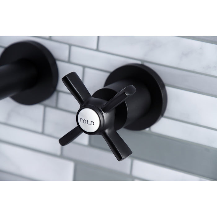 Kingston Sona KS8020ZX - Millennium Two-Handle 3-Hole Wall Mount Tub Faucet, Matte Black