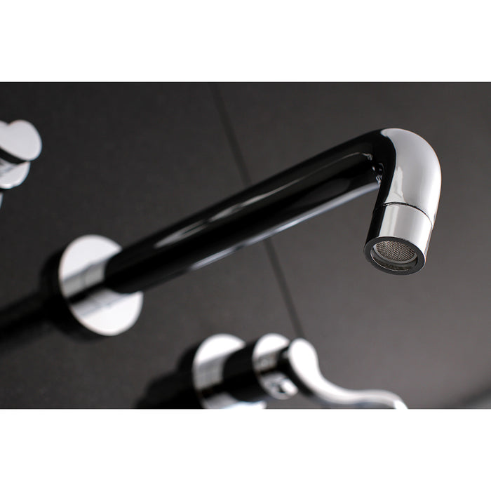 Kingston Tulare KS8021DFL - NuWave Two-Handle 3-Hole Wall Mount Tub Faucet, Polished Chrome