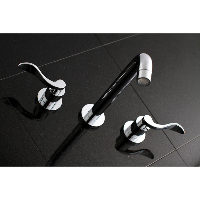 Kingston Tulare KS8021DFL - NuWave Two-Handle 3-Hole Wall Mount Tub Faucet, Polished Chrome