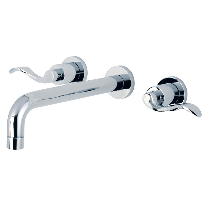Kingston Tulare KS8021DFL - NuWave Two-Handle 3-Hole Wall Mount Tub Faucet, Polished Chrome