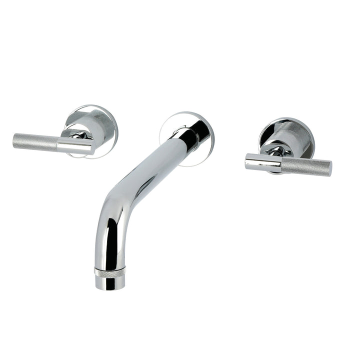 Kingston Sona KS8021KNL - Convergent Two-Handle 3-Hole Wall Mount Roman Tub Faucet with Knurled Handle, Polished Chrome