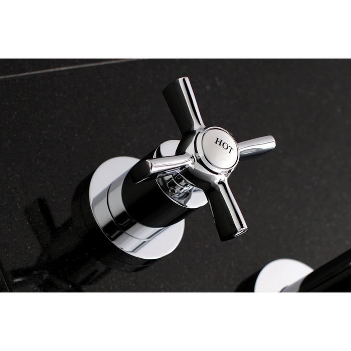 Kingston Sona KS8021ZX - Millennium Two-Handle 3-Hole Wall Mount Tub Faucet, Polished Chrome
