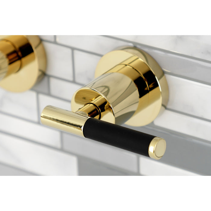 Kingston Sona KS8022CKL - Kaiser Two-Handle 3-Hole Wall Mount Tub Faucet, Polished Brass