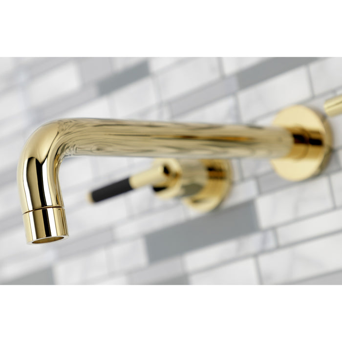 Kingston Sona KS8022CKL - Kaiser Two-Handle 3-Hole Wall Mount Tub Faucet, Polished Brass
