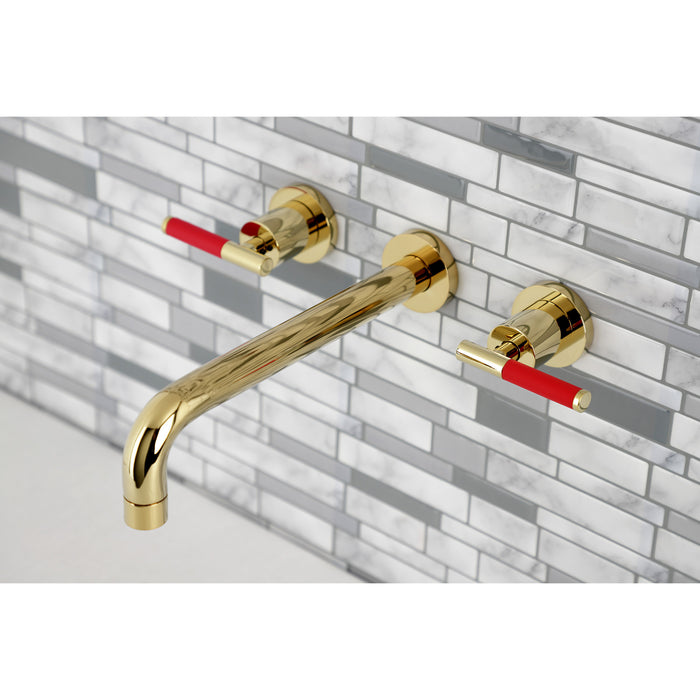 Kingston Sona KS8022CKL - Kaiser Two-Handle 3-Hole Wall Mount Tub Faucet, Polished Brass