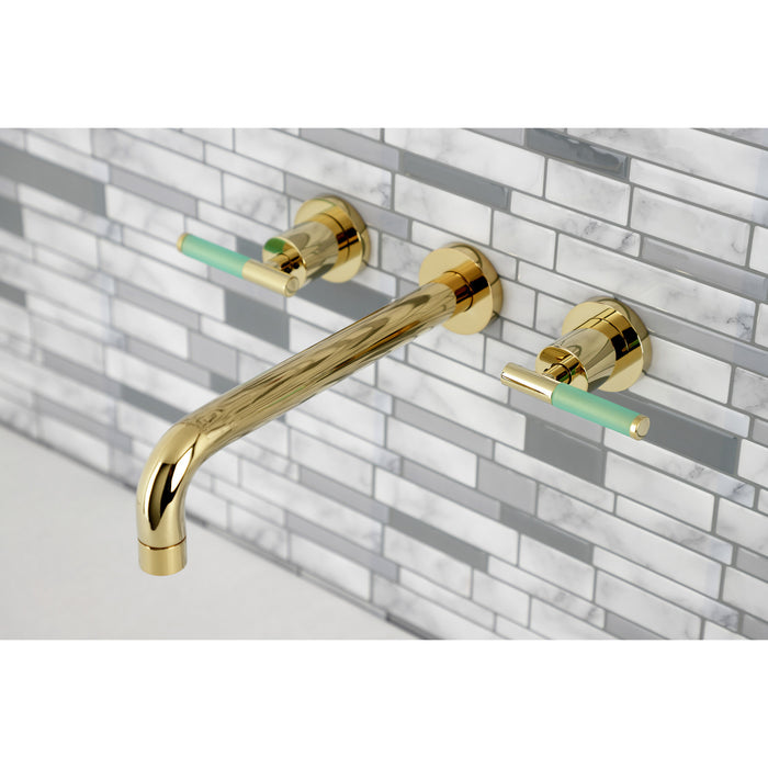 Kingston Sona KS8022CKL - Kaiser Two-Handle 3-Hole Wall Mount Tub Faucet, Polished Brass