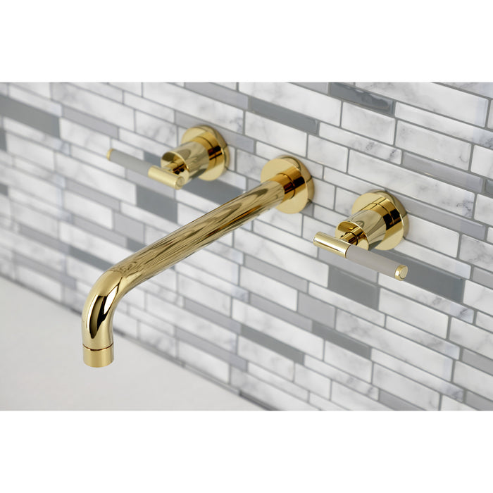 Kingston Sona KS8022CKL - Kaiser Two-Handle 3-Hole Wall Mount Tub Faucet, Polished Brass