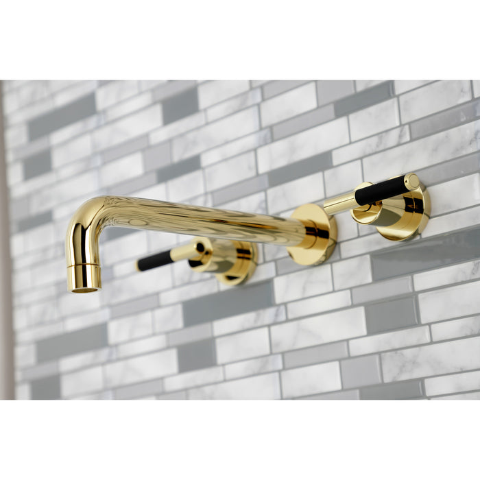 Kingston Sona KS8022CKL - Kaiser Two-Handle 3-Hole Wall Mount Tub Faucet, Polished Brass