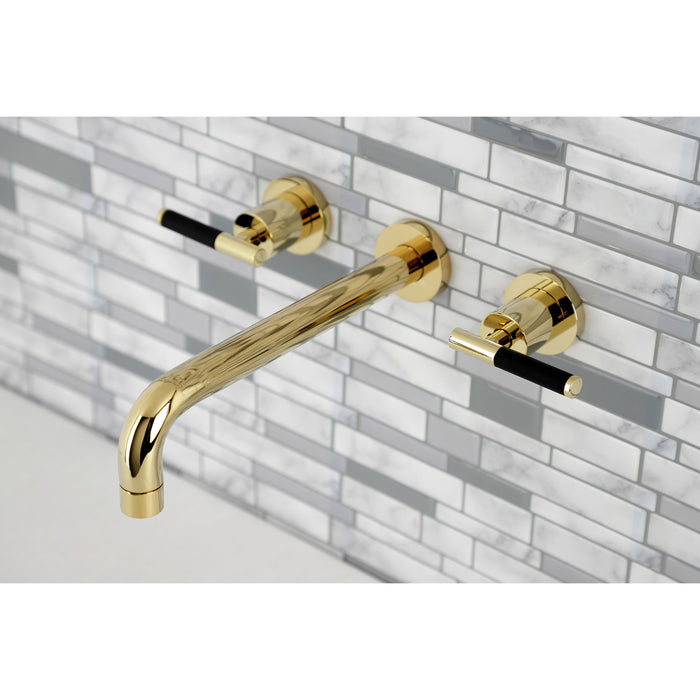 Kingston Sona KS8022CKL - Kaiser Two-Handle 3-Hole Wall Mount Tub Faucet, Polished Brass