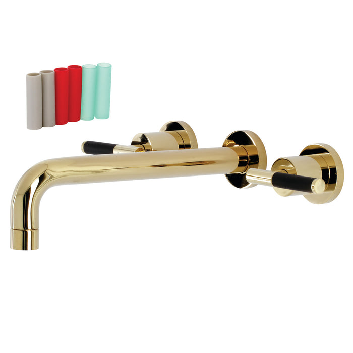 Kingston Sona KS8022CKL - Kaiser Two-Handle 3-Hole Wall Mount Tub Faucet, Polished Brass