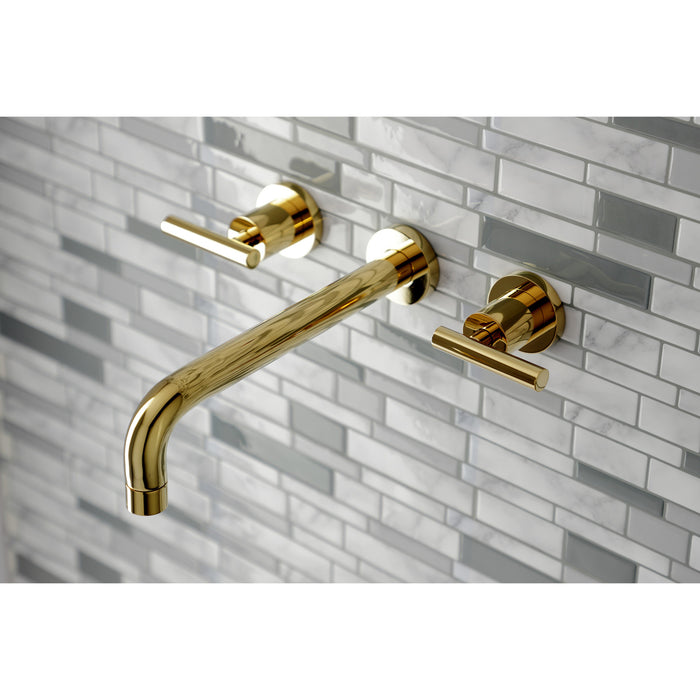 Kingston Sona KS8022CML - Manhattan Two-Handle 3-Hole Wall Mount Tub Faucet, Polished Brass