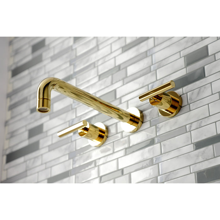 Kingston Sona KS8022CML - Manhattan Two-Handle 3-Hole Wall Mount Tub Faucet, Polished Brass