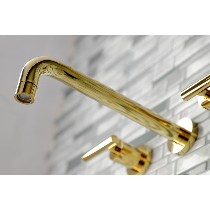 Kingston Sona KS8022CML - Manhattan Two-Handle 3-Hole Wall Mount Tub Faucet, Polished Brass
